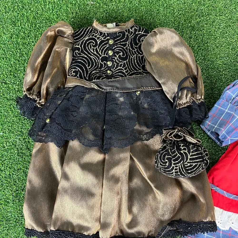Vintage Set of 4 Assorted Doll Clothing Dress Cardigan Sweater